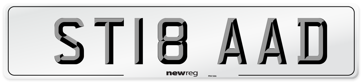 ST18 AAD Number Plate from New Reg